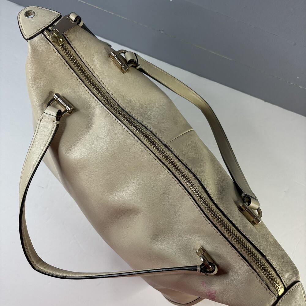 COACH SMYTHE SATCHEL 32405 Natural Beige Leather Handbag Bag 2 Handles - Picture 6 of 16